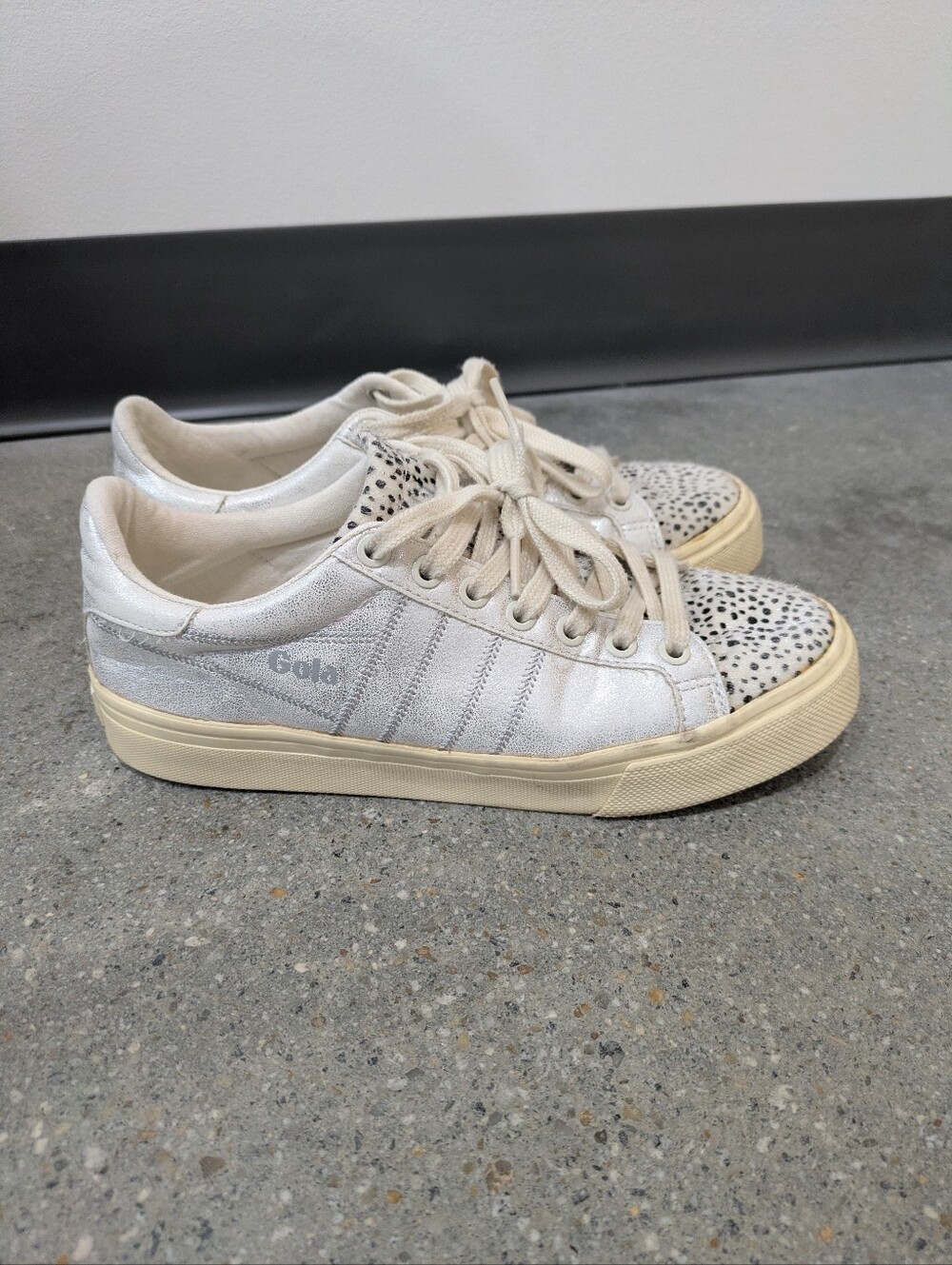Gola White Metallic Low-Top Sneaker with Speckled Toe Orchid Sneaker Cheetah 7 - Picture 3 of 7